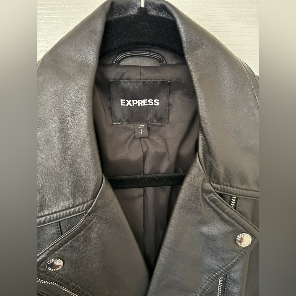 Express Black Leather Moto Jacket - Picture 3 of 4